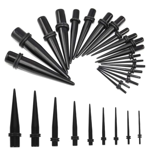 FDCGAS dehnstäbe set - 36 pcs Ohrdehner ，Taper Dehnstab Set Piercing Schmuck (Schwarz) von FDCGAS