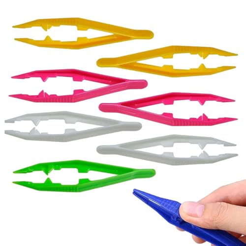 FDCGAS pinzette - 15 Stück leichte Kunststoff Pinzetten zum Aufnehmen und Platzieren von Perlen, 10 cm Multifunktional Perlenpinzette für DIY Basteln Perlen Puzzle Spielzeug Zubehör von FDCGAS