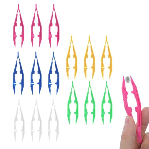 FDCGAS pinzette - 15 Stück leichte Kunststoff Pinzetten zum Aufnehmen und Platzieren von Perlen, 10 cm Multifunktional Perlenpinzette für DIY Basteln Perlen Puzzle Spielzeug Zubehör von FDCGAS
