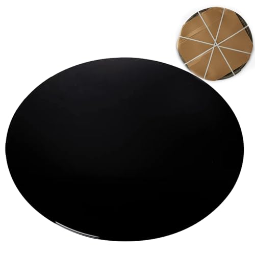 DIY-Couchtische mit Glasplatte in Schwarz, runde gehärtete Tischplatte, Ersatz-Tischplatte, hochwertige 1/4 Zoll dicke gehärtete abgeschrägte Kante, Transportsicherheit (65 cm/25 Zoll)(48CM(18.8IN)) von FDCQwyntyrz