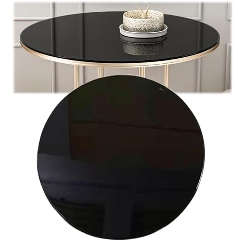 FDCQwyntyrz Runde Glastischplatte schwarz I Tischplatte aus gehärtetem Glass for Balkon-Beistelltische I Esstischplatten 100 cm abgeschrägt, wasserdicht, for drinnen und draußen(44CM(17.3IN)) von FDCQwyntyrz