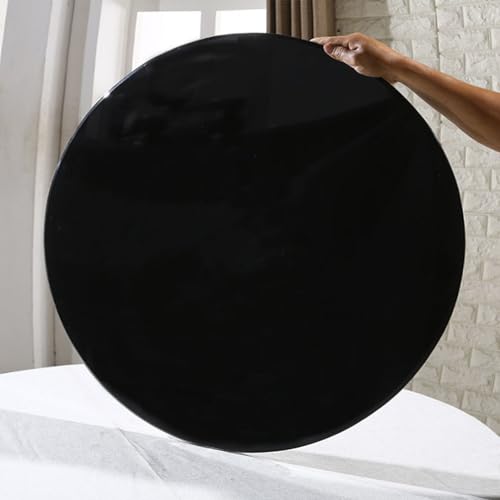 FDCQwyntyrz Runde Terrassen-Tischplatte aus Glass – Schwarze 7 mm Dicke Glasplatte, abgeschrägte Glastischplatte, bruchsicher, polierte Kanten, Flache/eingebettete Installation(75CM(29.5IN)) von FDCQwyntyrz
