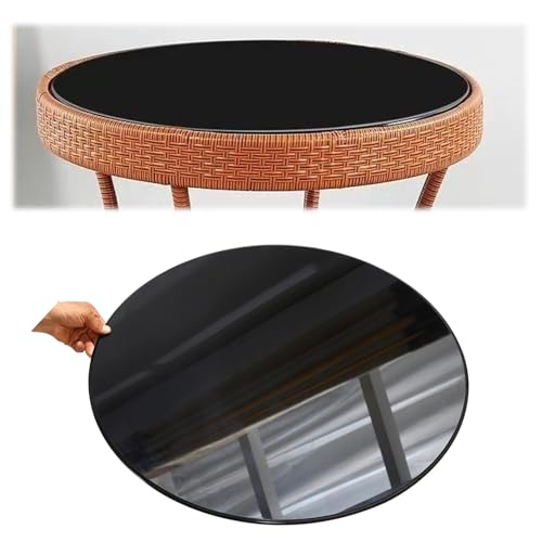 FDCQwyntyrz Runde Terrassentischplatte aus Glass – rundes, schwarzes Hartglas, in voller Größe, moderner, prägnanter Stil, for Esstische, Verhandlungstische, Couchtische(98CM(38.6.5IN)) von FDCQwyntyrz