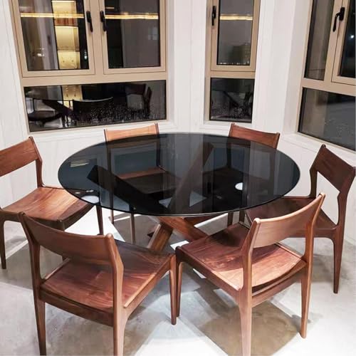 FDCQwyntyrz Runde Tischplatte aus gehärtetem Glass, schwarz, Esstischplatte, Glass, Mesa, Tischplattenschutz, DIY-Schreibtisch, hitze-/Kratzfest, wasserdicht, for Zuhause, Wohnzimmer(75CM(29.5IN)) von FDCQwyntyrz