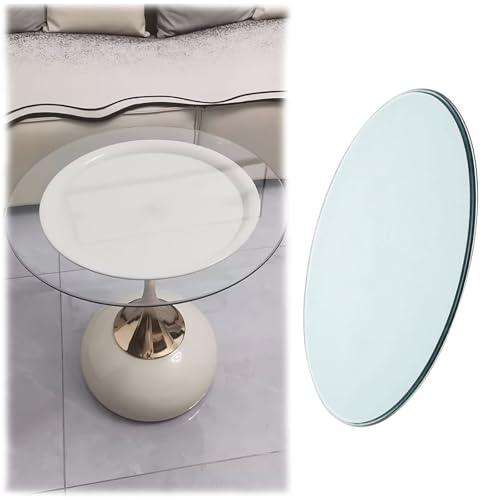 FDCQwyntyrz Runde schwere Glasplatte, Terrassentischplatte aus gehärtetem Glas, für Couchtisch im Wohnzimmer, dicke gehärtete polierte Kanten, stoßfest, klares Glas (55 cm) von FDCQwyntyrz