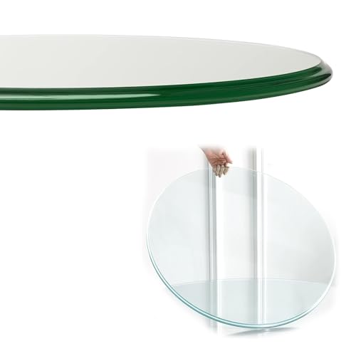 FDCQwyntyrz Runder Glastischplattenschutz, 91,4 cm, rund, gehärtetes Glass, abgeschrägt, poliert, leicht zu reinigen, runde Terrassen-Glastischplatte(100cm(39IN)) von FDCQwyntyrz