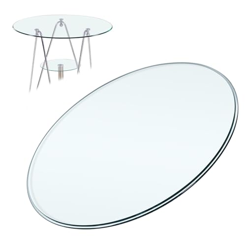 FDCQwyntyrz Tischplatte aus Glass, 58 cm, rund, klare Tischplatten aus gehärtetem Glass, nützlich als Ersatz, for Zuhause/Hotel/Restaurant, abgeschrägte Kante, 0,64 cm Dickes Glass(44CM(17.3IN)) von FDCQwyntyrz