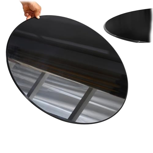 Schwarze Tischplatte aus gehärtetem Glass I Hochwertige Tischplatte aus gehärtetem Glass I Runde, abgeschrägte Terrassentischplatte aus Glass, 98 cm (38,6 Zoll), abgeschrägte, polierte Kante(75CM(29.5 von FDCQwyntyrz