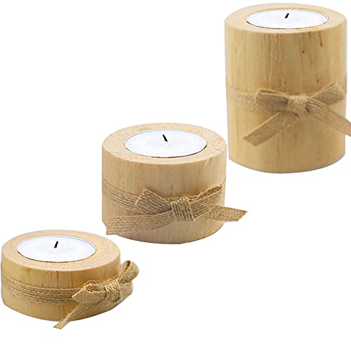 FDDD 3 Stück Teelichthalter aus Holz, Kerzenständer Baumstumpf Kerzenhalter Teelicht Kerzenständer, für Holz DIY Fertigkeit, Tischdekoration, Hochzeit, Geburtstagsfeier, Heimdekoration von FDDD