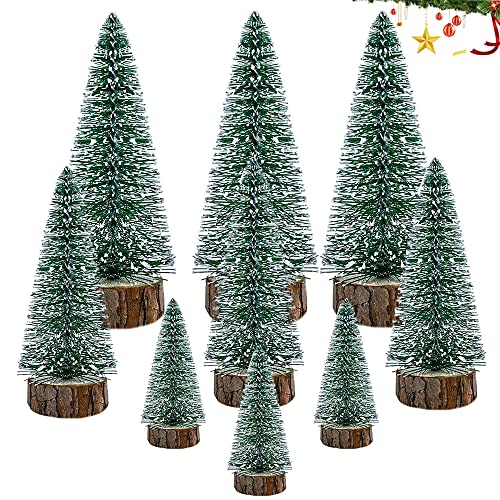 FDDD 9 Stück Mini Weihnachtsbaum Künstlicher, Künstlich Klein Weihnachtsdeko, Mini Grün Tannenbaum, Weißes Zedernholz Design für Weihnachtsdeko, Tischdeko, DIY, Schaufenster (3 Größen) von FDDD