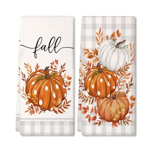 FDEETY Halloween Küchentücher Kürbis Print Handtuch Geschirrtücher 43x66 cm Mikrofaser Handtücher 2er Set Orange FDEETY Halloween Küchentücher Kürbis Print Handtuch Geschirrtücher 43x66 cm Mikrofaser Handtücher 2er Set Orange von FDEETY