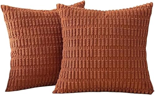 FDEETY Quadratische Kissenbezüge 2er Set Weiche Cord Samt Kissenhüllen Dekorative Kissenbezüge Für Sofa Und Bett 45x45 cm Rosa Zierkissenbezug Für Wohnzimmer Und Schlafzimmer von FDEETY