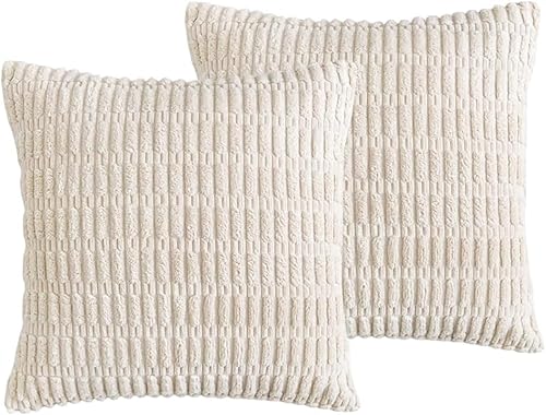 FDEETY Quadratische Kissenbezüge 2er Set Weiche Cord Samt Kissenhüllen Dekorative Kissenbezüge Für Sofa Und Bett 45x45 cm Rosa Zierkissenbezug Für Wohnzimmer Und Schlafzimmer von FDEETY
