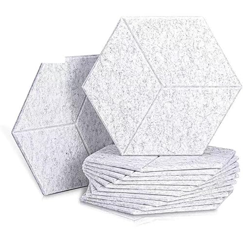 12er Set Hexagonale Polyesterfaser Schallisolierende Wandpaneele – 9 mm Dicke Selbstklebende Akustikplatten für Zuhause, Studio, Musikraum & Büro – Dekorative Schallabsorber Platten in Verschiedenen F von FDEWHAXIRN