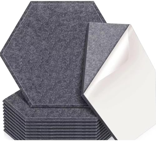 12er Set Hexagonale Polyesterfaser Schallisolierende Wandpaneele – 9 mm Dicke Selbstklebende Akustikplatten für Zuhause, Studio, Musikraum & Büro – Dekorative Schallabsorber Platten in Verschiedenen F 12er Set Hexagonale Polyesterfaser Schallisolierende Wandpaneele – 9 mm Dicke Selbstklebende Akustikplatten für Zuhause, Studio, Musikraum & Büro – Dekorative Schallabsorber Platten in Verschiedenen F von FDEWHAXIRN