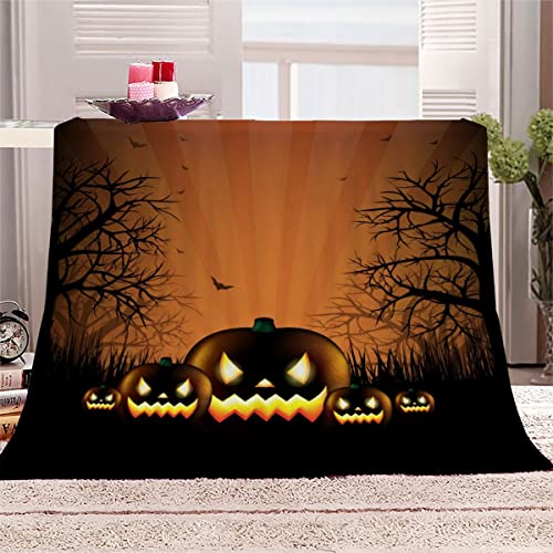 Weiche Mikrofaser Decke mit Halloween-Kürbis Muster Kuscheldecke Flauschige Flanelldecke 130x150 cm 3D Sofadecke Klimadecke Reisedecke Wohndecke Outdoor Decke für Teenager von FDGDFG