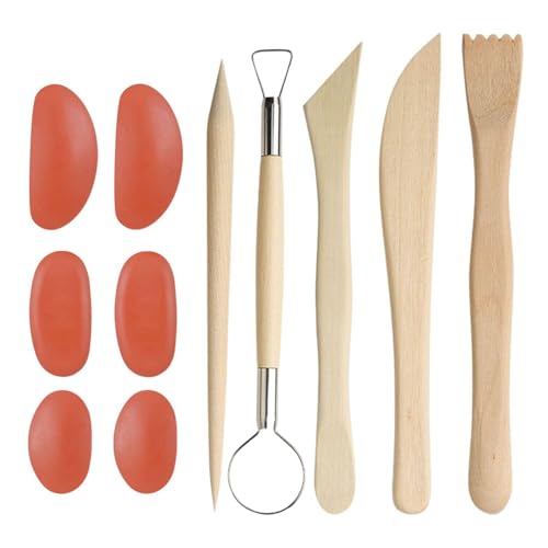 FDGGT 6 Stück Schaber Für Tonskulpturen, 5 Stück Tonschnitzwerkzeuge, Töpferwerkzeugset, DIY-Handwerk Aus Weichem Ton, Tonwerkzeuge von FDGGT