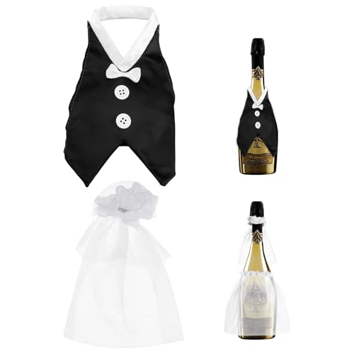 FDHBDF 2 Stück Hochzeits Weinflaschen Dekorieren Set,Flaschendeko Braut und Bräutigam, Hochzeitsflaschen Dekorationen,Hochzeitskleid Brautpaar Deko, Hochzeitsanzug Tischdekoration FDHBDF 2 Stück Hochzeits Weinflaschen Dekorieren Set,Flaschendeko Braut und Bräutigam, Hochzeitsflaschen Dekorationen,Hochzeitskleid Brautpaar Deko, Hochzeitsanzug Tischdekoration von FDHBDF