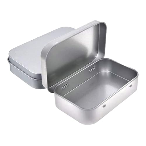 FDHBDF 2 Stück Silber Metallboxen - Mini Blechdosen Minibox Organizer mit Schiebedeckel – Rechteckige Aufbewahrungsboxen für Süßigkeiten, Schmuck, Bastelmaterialien und Kleinteile 9.5 x 6 x 2.2 cm von FDHBDF