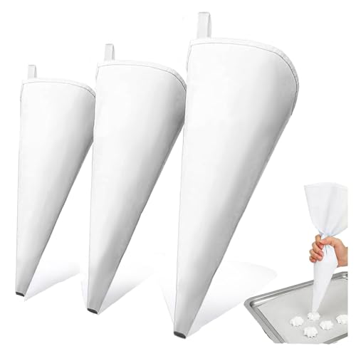 FDHBDF 3 Stück Spritzbeutel, Sprühbeutel in Mehreren Größen Wiederverwendbar Material aus Baumwolle zum Dekorieren Von Gebäck, Torten Geeignet, Keksen, Hausbacken von FDHBDF