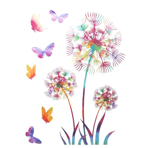FDHBDF Fensteraufkleber Löwenzahn Fenstersticker Schmetterling Prisma – Regenbogen Fenster Sticker Löwenzahn Suncatcher Sticker für Vogelschutz, Fensterfolie Gegen Vogelschlag von FDHBDF