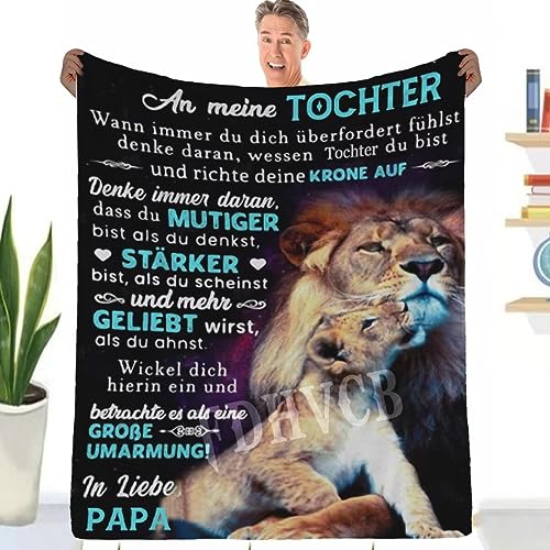 Decke für Meine Tochter von Papa, Kuscheldecke Flauschige Personalisierte Geschenke Decke für Meine Tochter, Brief Gedruckt Decken Geschenke für Mädchen Weihnachten Geburtstag Geschenke 150*220cm von FDHVCB