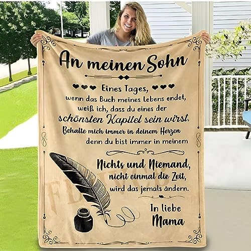 FDHVCB Flanelldecke Personalisierte Geschenke, Decke An Meinen Sohn von Mama, Positive Ermutigung und Liebe Sohn Flanelldecke, Decken Geschenke Für Jungs Weihnachten Geburtstag von FDHVCB