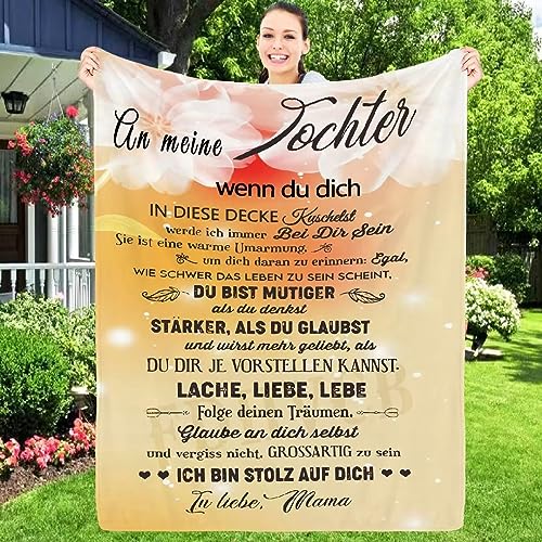 FDHVCB Flanelldecke Personalisierte Geschenke, Decke an Meine Tochtervon Mama, Mutter zu Tochter Briefdecke, Weihnachten Geburtstagsgeschenk Mädchen Flanelldecke von FDHVCB