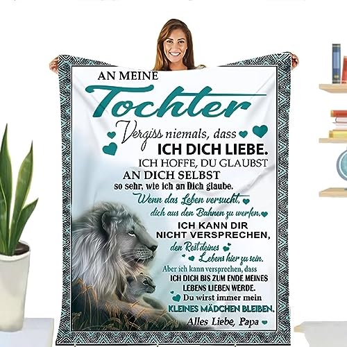 FDHVCB Flanelldecke Personalisierte Geschenke, Decke für Tochter von Papa, Vater zu Tochter Briefdecke, Weihnachten Geburtstagsgeschenk Mädchen Flanelldecke von FDHVCB