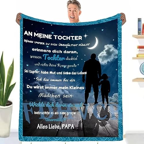 FDHVCB Flanelldecke Personalisierte Geschenke, Decke für Tochter von Papa, Vater zu Tochter Briefdecke, Weihnachten Geburtstagsgeschenk Mädchen Flanelldecke von FDHVCB