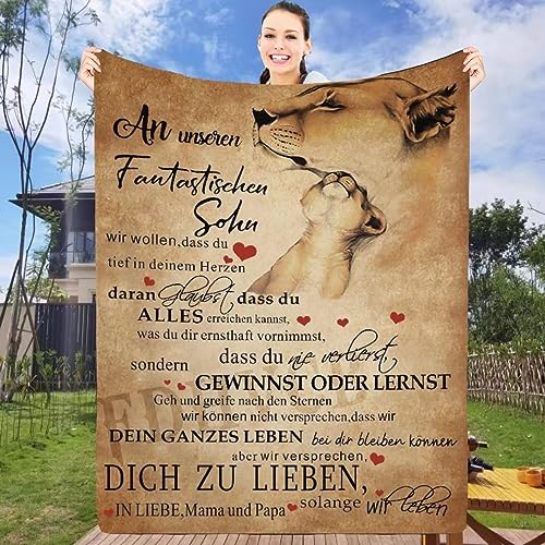 FDHVCB Personalisierte Decke Geschenk für Sohn Von Eltern, Flanelldecke Weiche An Unseren Sohn Von Papa und Mama, Brief Decken Geschenke Für Weihnachten Geburtstag Graduierung, Geburtstag Junge von FDHVCB