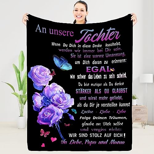 FDHVCB Personalisierte Decke Geschenk für Tochter Von Eltern, Flanelldecke Weiche An Unsere Tochter Von Papa und Mama, Brief Decken Geschenke Für Weihnachten Geburtstag, Geburtstag Mädchen von FDHVCB