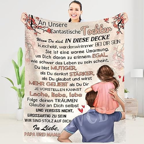 FDHVCB Personalisierte Decke Geschenk für Tochter Von Eltern, Flanelldecke Weiche An Unsere Tochter Von Papa und Mama, Brief Decken Geschenke Für Weihnachten Geburtstag, Geburtstag Mädchen von FDHVCB