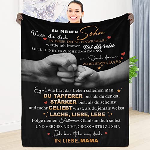 FDHVCB Personalisierte Geschenke Decke für Sohn von Mama,Mutter für Sohn Positive Ermutigung und Liebe Sohn Wohndecke Geburtstagsgeschenk von FDHVCB