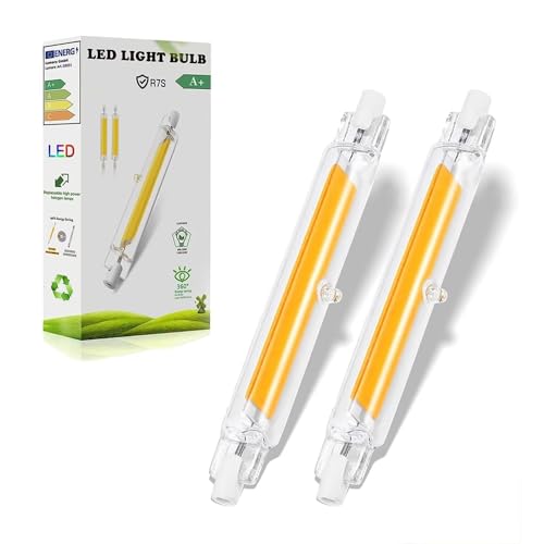 R7S LED 118mm Dimmbar 20W, R7S LED Glühbirne Ersatz für 200W J118mm Halogenstab, R7S LED COB 118mm Warmweiß 3000K 2000LM, 360°Abstrahlwinkel LED Leuchtmittel, Kein Flackern, AC 220-240V, 2er Pack von FDHVCB