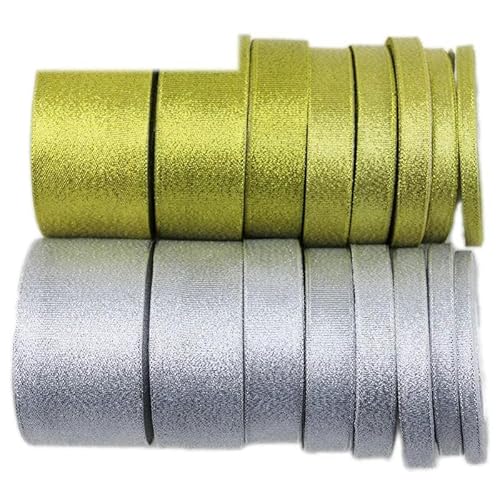 FDIMALTOR (25 Yards/Menge) Gold- und Silberband Weihnachtsverpackungsbänder-Gold 12mm von FDIMALTOR