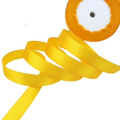 FDIMALTOR (25 Yards/Rolle) Satinband, Geschenkverpackung, Weihnachtsdekoration, DIY-Bänder (6/10/12/15/20/25/40 mm) - Orange Gelb - 20 mm von FDIMALTOR