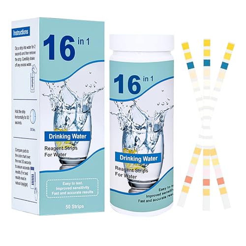 50 Stück PH Teststreifen 16-In-1 PH Wert Teststreifen, Poolwasser Teststreifen, Pool Tester Wassertester, Pool Teststreifen Wassertester, Teststreifen Pool Tester, Schneller und Genauer von FDJZXW