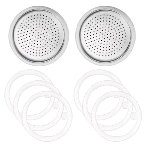 Dichtung Silikon und Ersatzsiebe für Kaffeemaschine,Dichtung 2 Tassen Passend für Bialetti,Enthält 6 Stück Espressokocher Dichtungsring und 2 Stück Ersatzsiebe von FDJZXW