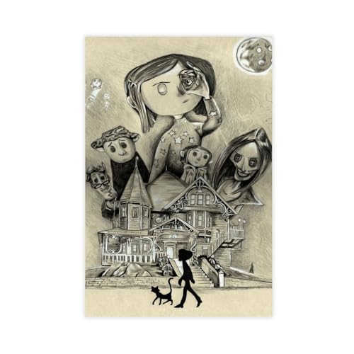 FDKLK Thriller Dark Fantasy Animation Coraline Retro Poster Leinwand Poster Schlafzimmer Dekor Landschaft Büro Zimmer Dekor Geschenk 30 x 45 cm von FDKLK