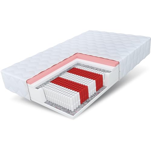 FDM ATINA Memory Foam Taschenfederkernmatratze 140 x 200 cm Atmungsaktive 7-Zonen Matratze Allergiker 19 cm Höhe H3/H4 Mittelhart/Hart (60-120 kg) Bezug Waschbar von FDM