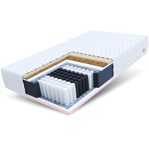 FDM Active MAX Taschenfederkernmatratze 180 x 200 cm 7-Zonen Kokos Matratze Visco-Schaum Latex-Einlage H2/H3 (Mittelweich/Mittelhart) Höhe 28 cm Bezug Abnehmbar Waschbar von FDM