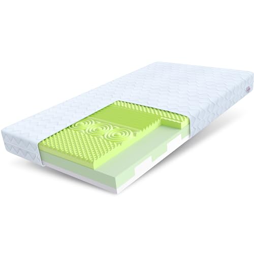 FDM Adriano Schaumstoffmatratze 90 x 190 cm Kindermatratze Hochelastischer HR Komfortschaum Matratze Härtegrade H2/H3 (Mittelweich/Mittelhart) Höhe 11 cm Zweiseitig Abnehmbarer Bezug Waschbar von FDM
