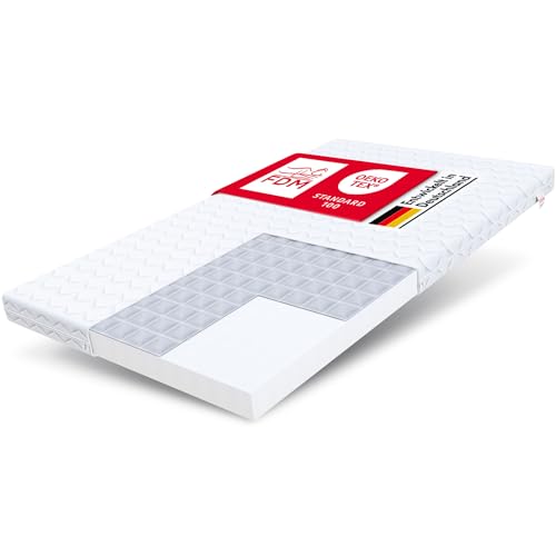 FDM Baby Care Kindermatratze 90 x 180 cm Babymatratze 9 cm Höhe Kinderbettmatratze H2 Härtegrad Polyurethanschaum mit Buchweizenfüllung Babybettmatratze Zweiseitig von FDM
