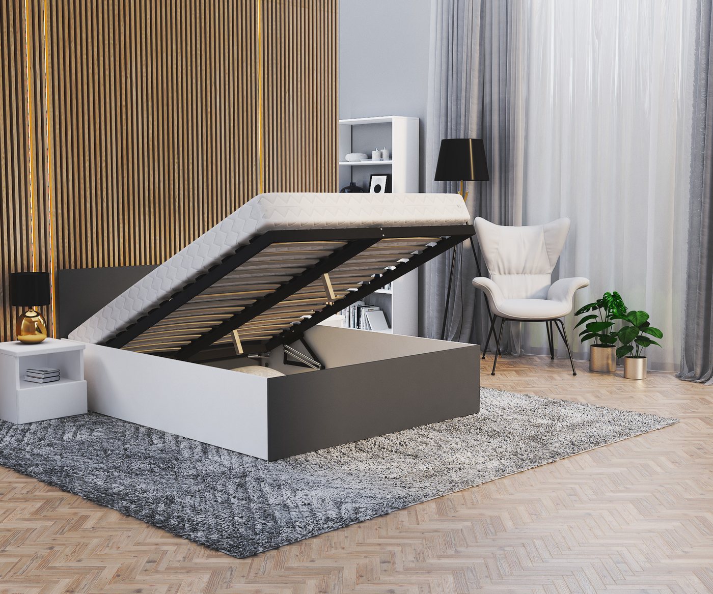 FDM Bettgestell moderner Bettrahmen Doppelbett 120x200, 140x200, 160x200, 180x200cm (Elternbett Doppelbett Gästebett, ohne Matratze inklusive Lattenrost), in vielen Farben erhältlich, sofort Lieferbar von FDM