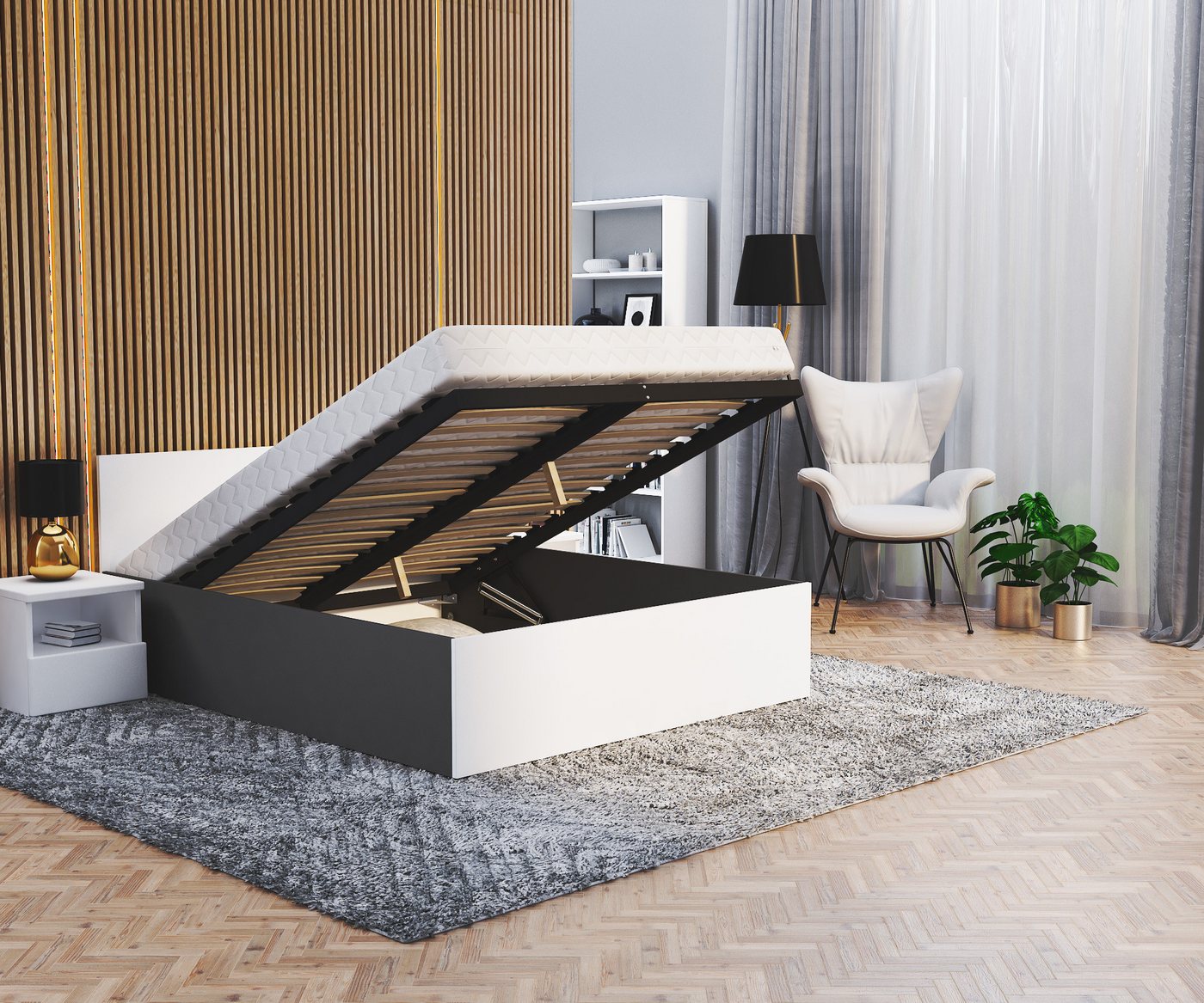 FDM Bettgestell moderner Bettrahmen Doppelbett 120x200, 140x200, 160x200, 180x200cm (Elternbett Doppelbett Gästebett, ohne Matratze inklusive Lattenrost), in vielen Farben erhältlich, sofort Lieferbar von FDM