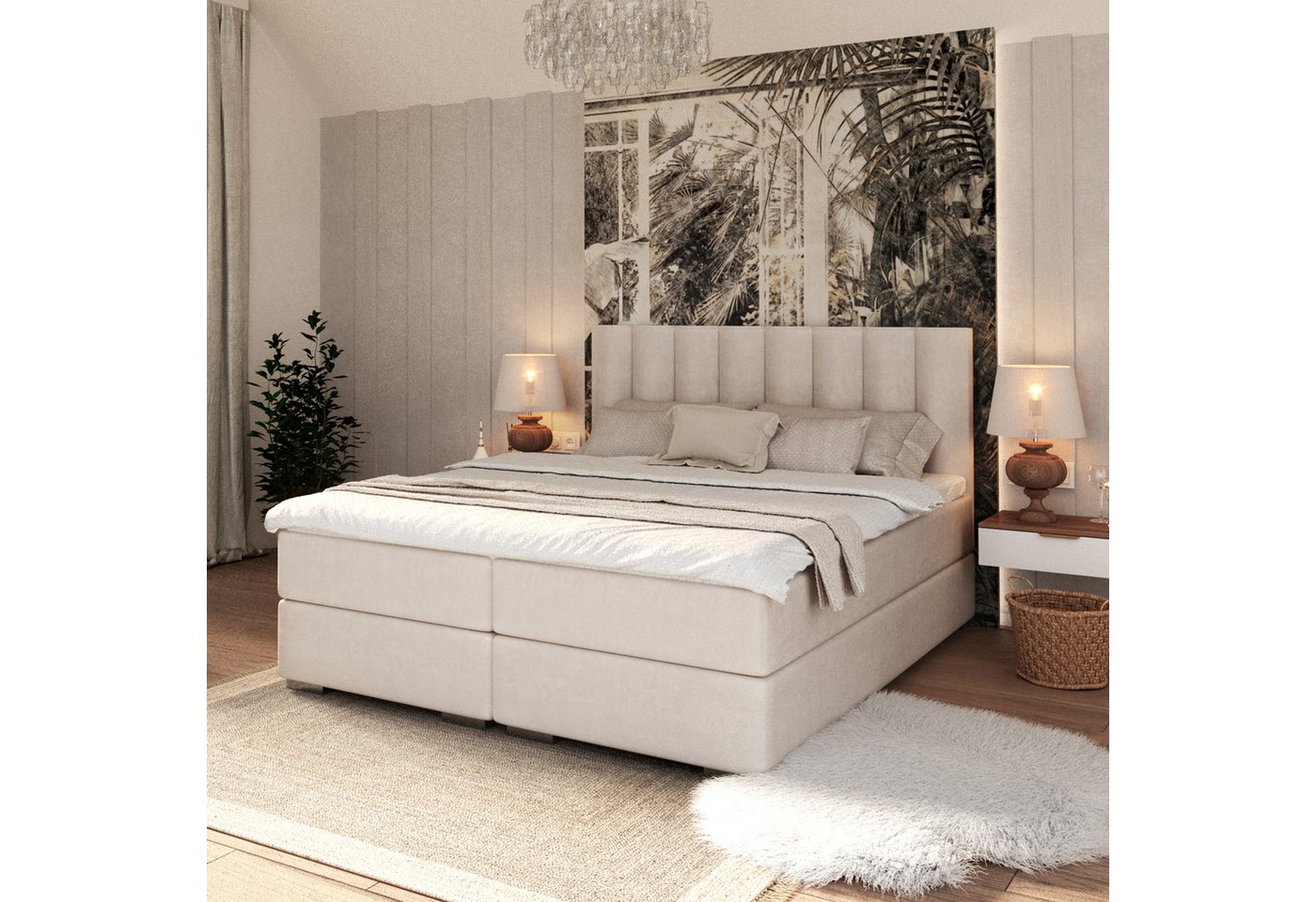 FDM Boxspringbett HEBRON Boxspring Komplettbett Polsterbett Trinity Federkernmatratze (verfügbar 140x200 160x200 180x200cm, Bettrahmen, Bett, mit großen gepolsterten Kopfteil, mit Bettkasten zum aufklappen) FDM Boxspringbett HEBRON Boxspring Komplettbett Polsterbett Trinity Federkernmatratze (verfügbar 140x200 160x200 180x200cm, Bettrahmen, Bett, mit großen gepolsterten Kopfteil, mit Bettkasten zum aufklappen) von FDM