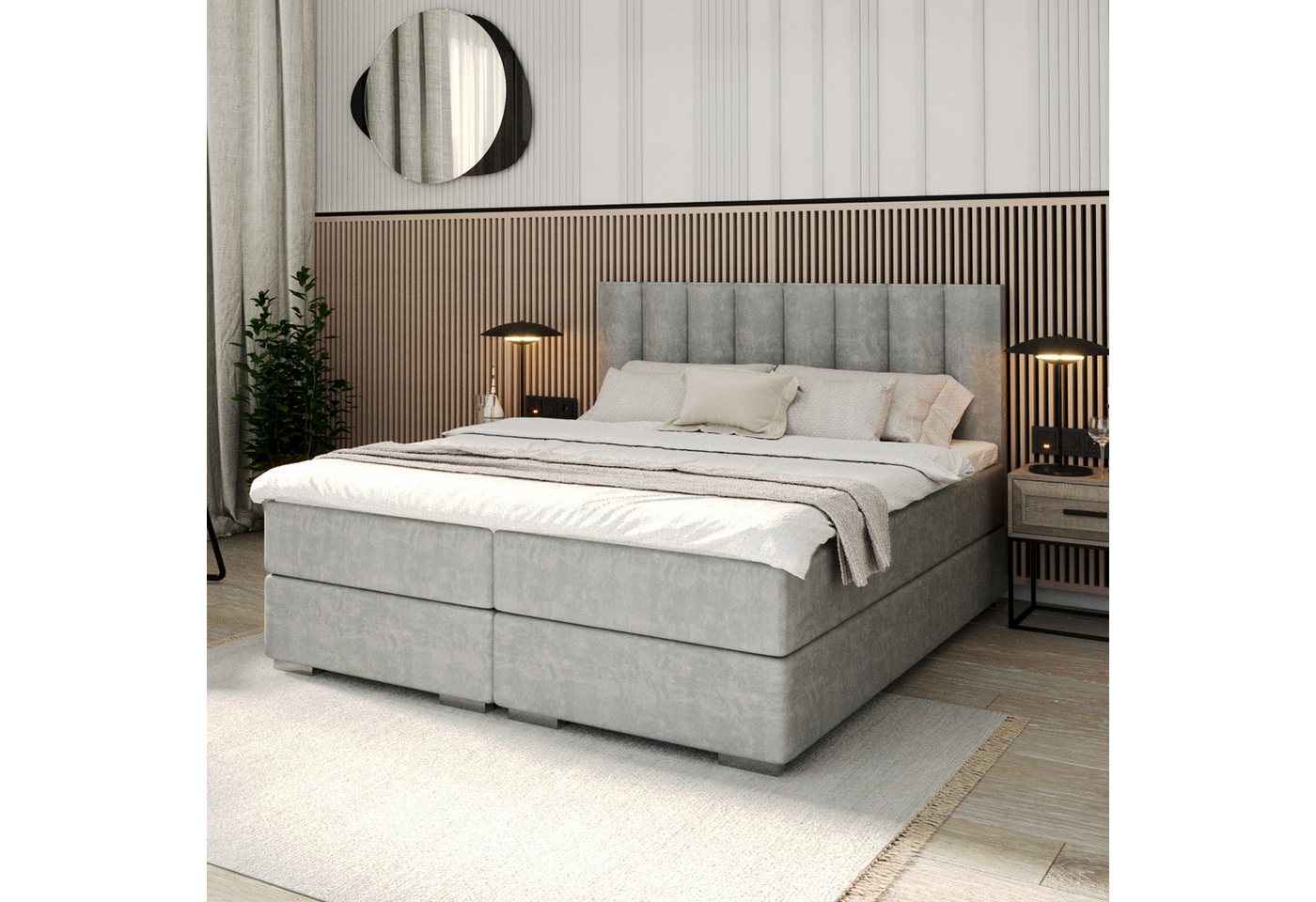 FDM Boxspringbett HEBRON Boxspring Komplettbett Polsterbett Trinity Federkernmatratze (verfügbar 140x200 160x200 180x200cm, Bettrahmen, Bett, mit großen gepolsterten Kopfteil, mit Bettkasten zum aufklappen) FDM Boxspringbett HEBRON Boxspring Komplettbett Polsterbett Trinity Federkernmatratze (verfügbar 140x200 160x200 180x200cm, Bettrahmen, Bett, mit großen gepolsterten Kopfteil, mit Bettkasten zum aufklappen) von FDM