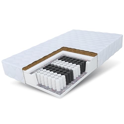 FDM Matratze 140x200 cm Härtegrad H3 H4 Höhe 17 cm Taschenfederkernmatratze Kokosfaser-Einlage Polyurethan-Schaum 7 Komfortzonen mit Hypoallergenem Waschbarem Premium-Bezug Oeko-Tex Home Plus von FDM