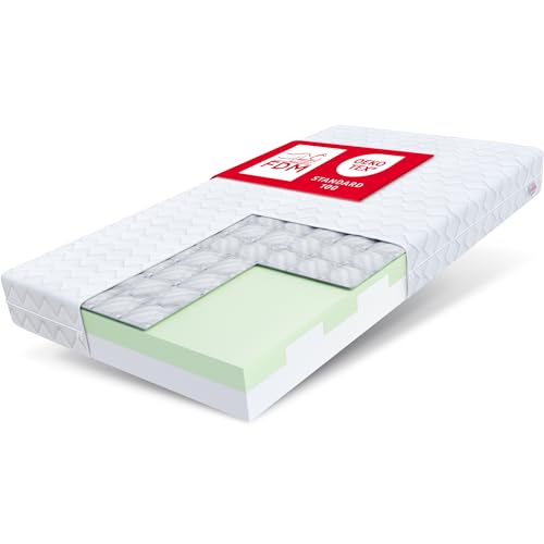 FDM Kindermatratze Paulo Bett Matratze Schaumstoff 70 x 140 cm Härtegrad H3 9 Zonen 16 cm Höhe Buchweizen Allergiker Geeignet Öko-Tex Weiß Polyurethan-Schaum von FDM